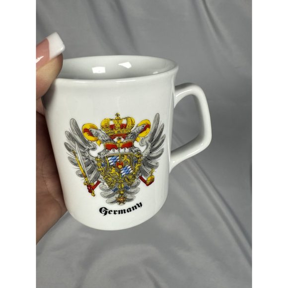 Coffee Cup Tea Mug Germany Crest and Crown 2-Headed Eagle REUTTER Porcelain - Picture 1 of 7